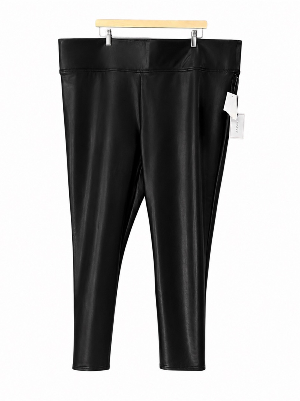 NWT 1. STATE Solid Black Faux-Leather High-Rise Women's Leggings Size 3X